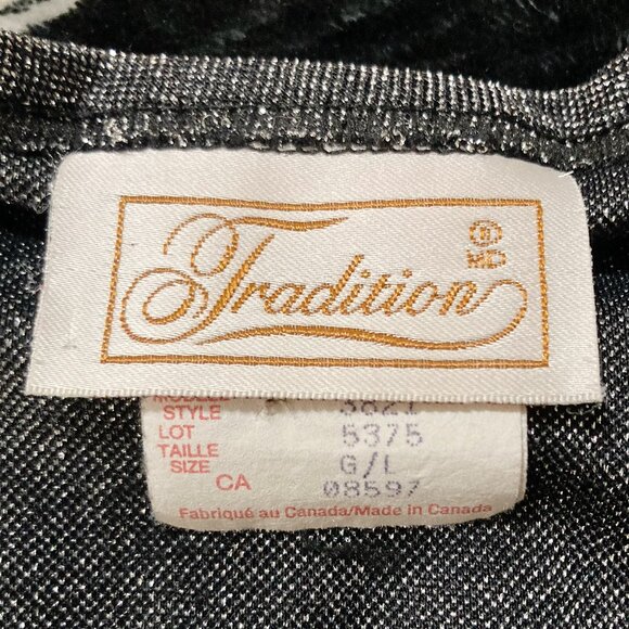 TRADITION Dark silver grey metallic faux twin set top ~ MEDIUM LARGE "cardigan" - Picture 2 of 14